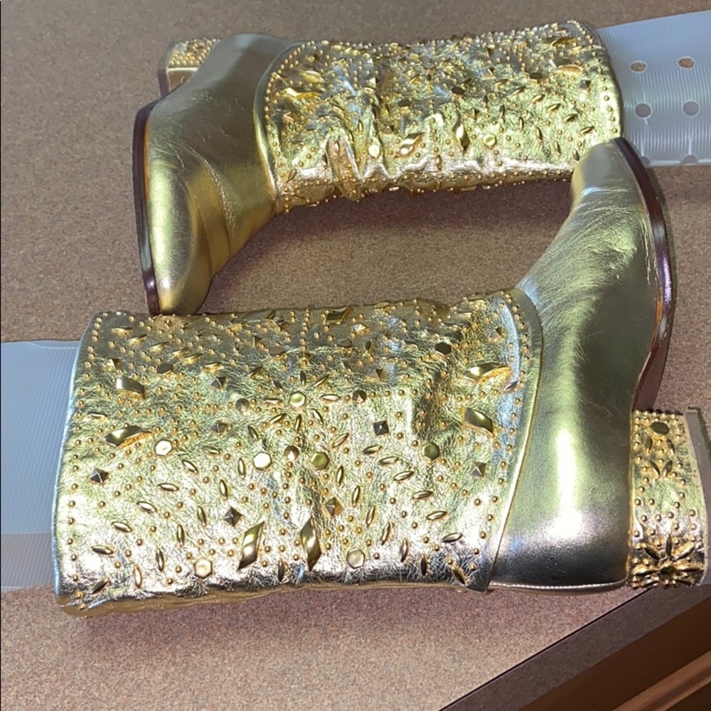 109. Fantasy Collection Vintage Moto Studded Boots sz 7 - Picture 5 of 14